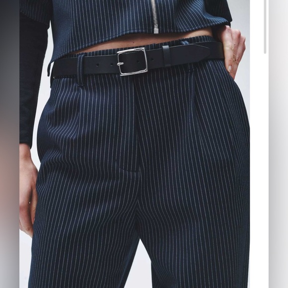 RAG AND BONE Marianne Ponte Trousers Large Blue Pin Stripe NWT $350